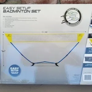 EastPoint Sports Easy Setup Badminton Set - Includes 4 Rackets, 2 Shuttlecocks & 15ft Official Size Net